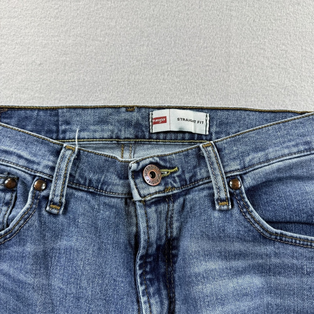 Wrangler Jeans Mens 32x29 Light Wash Blue Straight Leg Denim Western (Tag 32x30) - Picture 5 of 8